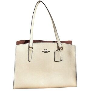 Coach Tatum Carryall C4078 Chalk Light Saddle Leather Tote Shoulder Bag